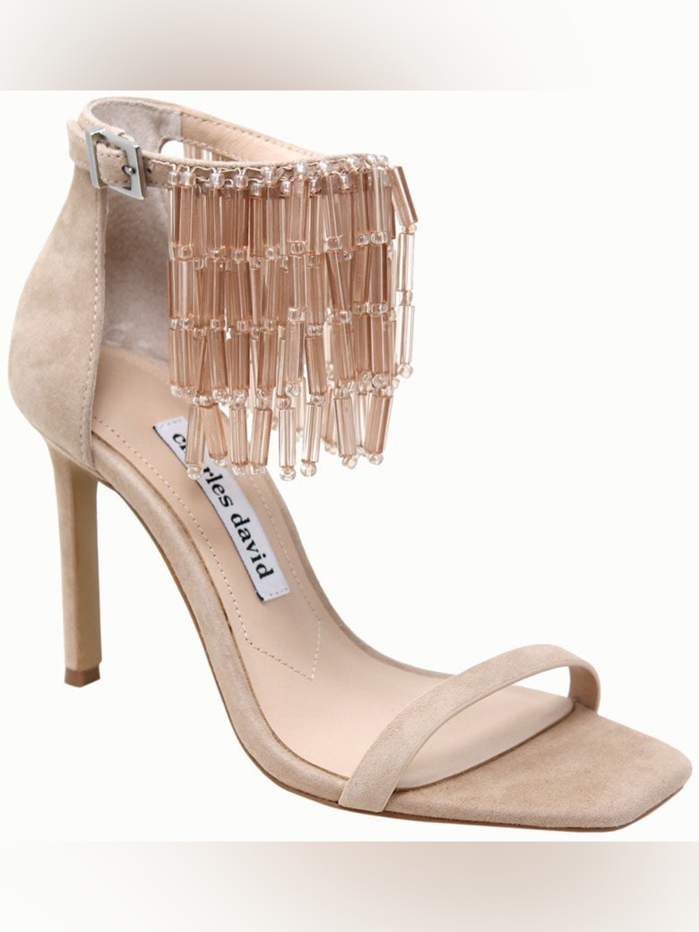 Charles David Enrich Beaded Fringe Suede Sandal Sz 8.5